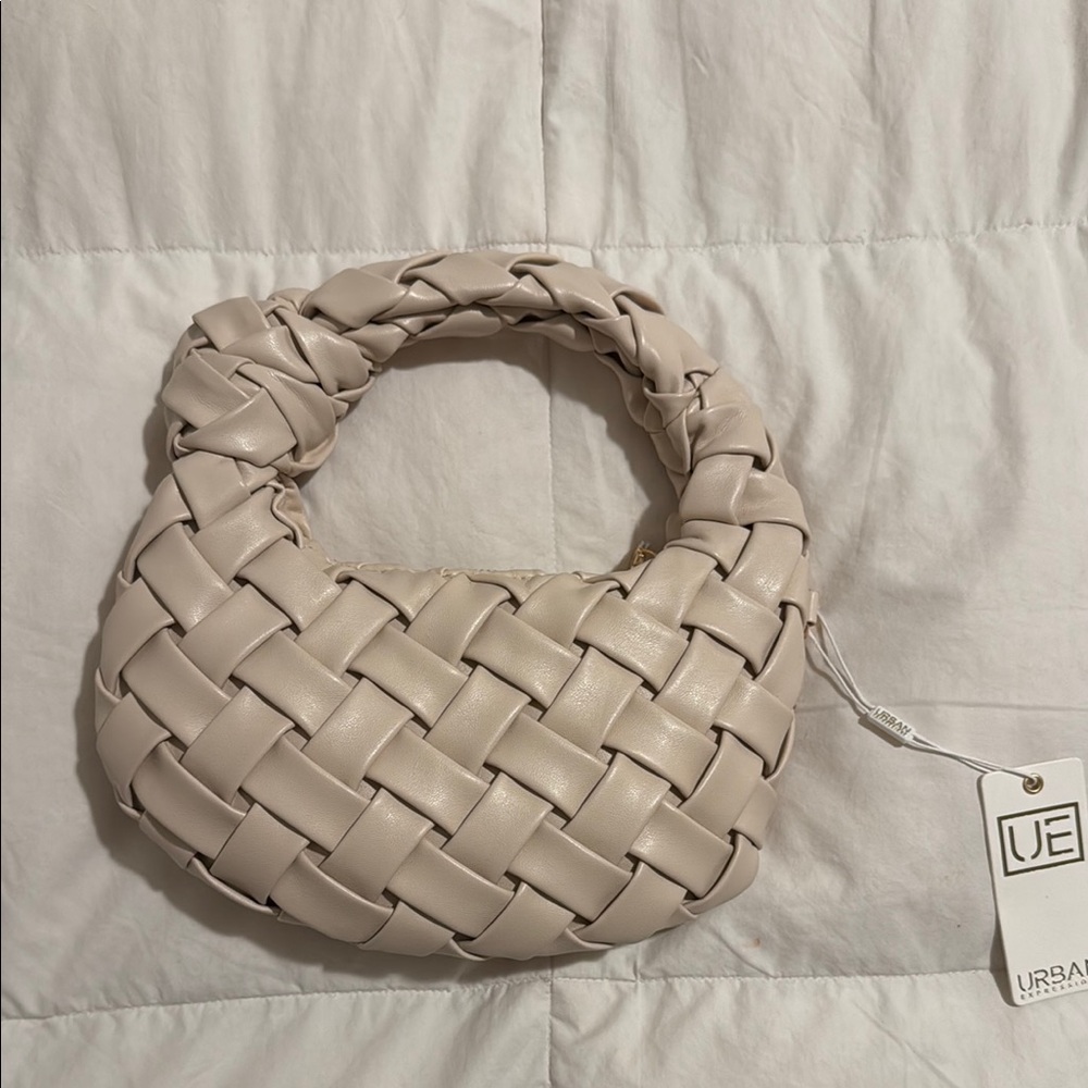 Urban Expressions Cream Woven Shoulder Bag
